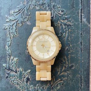 Michael Kors bone watch with mother of pearl face
